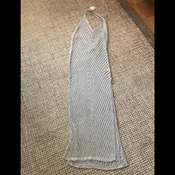 🚨NWOT LAST 1 Silver Metallic Halter Dress - Picture 2 of 5